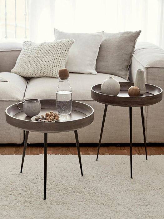 Round Mango Wood Side Table Bowl