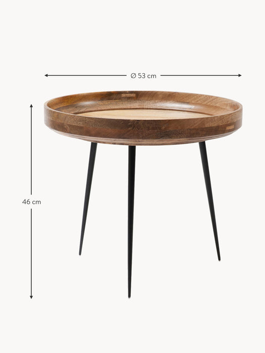 Round Mango Wood Side Table Bowl