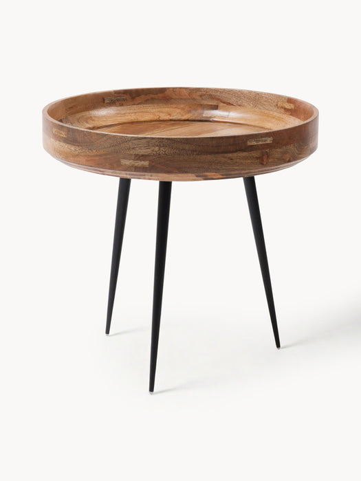 Round Mango Wood Side Table Bowl