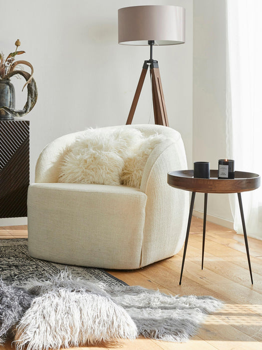 Round Mango Wood Side Table Bowl