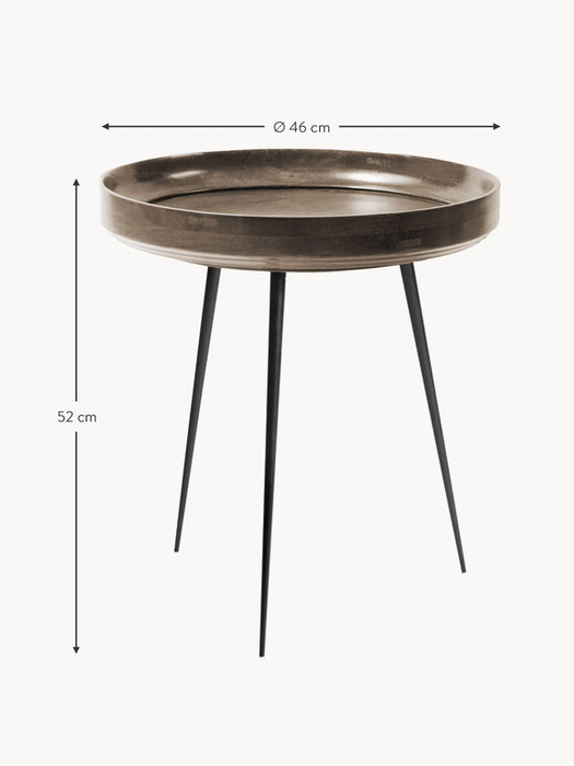 Round Mango Wood Side Table Bowl