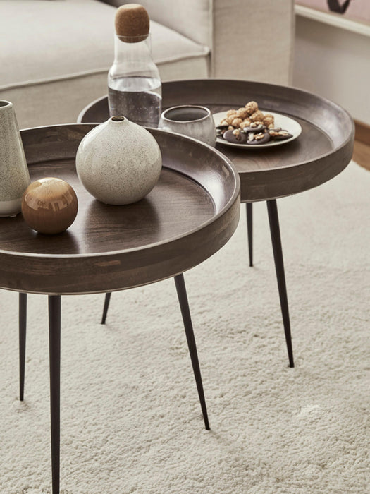 Round Mango Wood Side Table Bowl