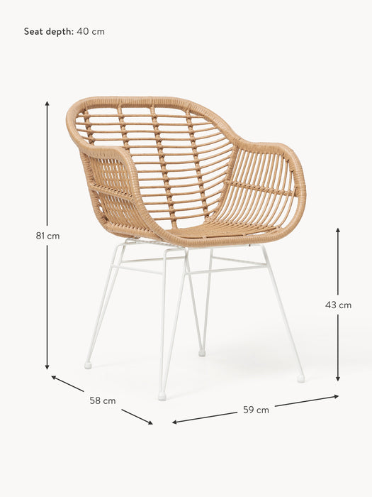 Polyrattan Dining Chairs Costa with Armrests Set of 2