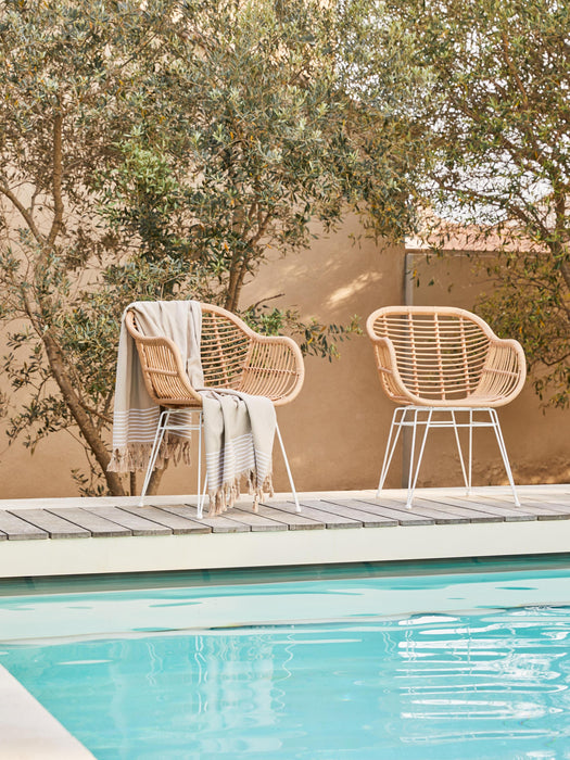 Polyrattan Dining Chairs Costa with Armrests Set of 2