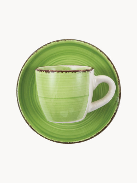 Hand-Painted Espresso Cups Baita with Saucers Set of 6