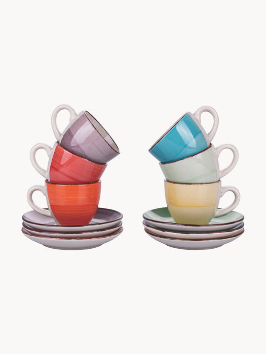 Hand-Painted Espresso Cups Baita with Saucers Set of 6