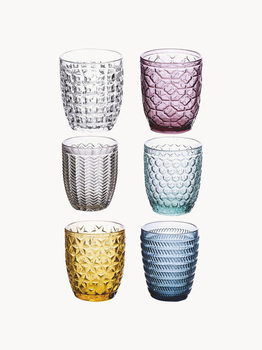 Tumblers Geometry with Textured Pattern Set of 6