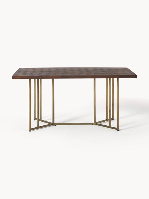 Luca Mango Wood Dining Table with Herringbone Pattern, in various sizes