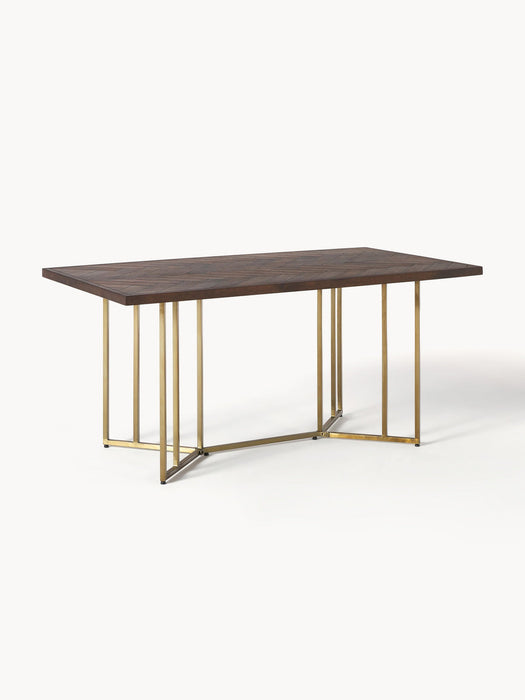 Luca Mango Wood Dining Table with Herringbone Pattern, in various sizes