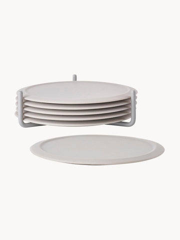 Plain Silicone Coasters with Stand, Set of 6
