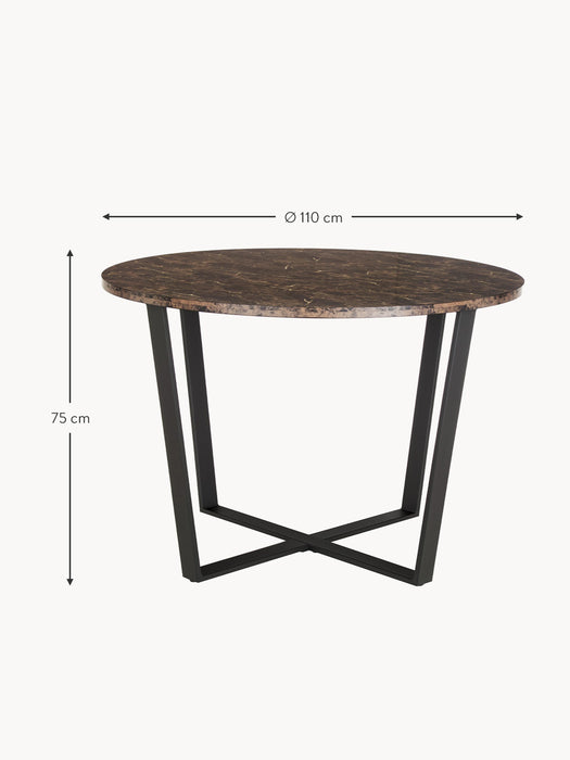 Round Dining Table Amble with Marble Look Table Top 110 cm