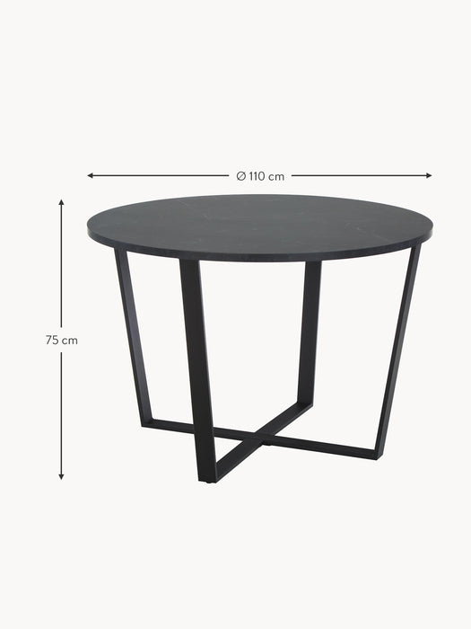 Round Dining Table Amble with Marble Look Table Top 110 cm
