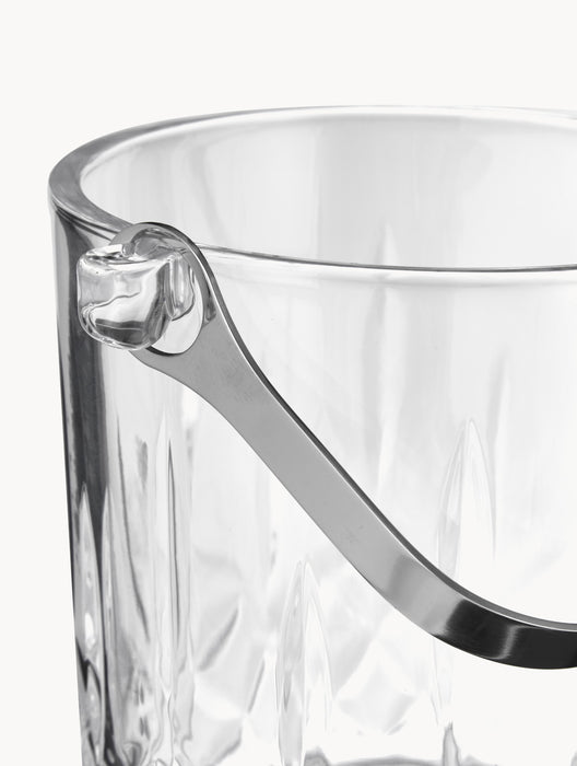 Small Ice Bucket Harvey with Ice Tongs and Embossed Pattern