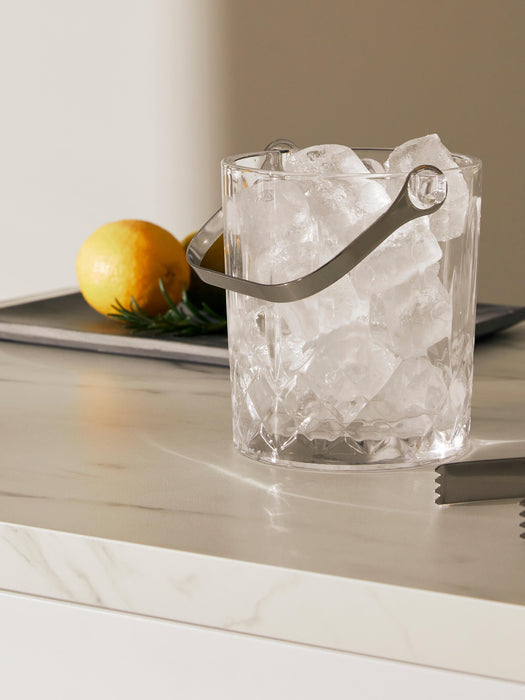 Small Ice Bucket Harvey with Ice Tongs and Embossed Pattern