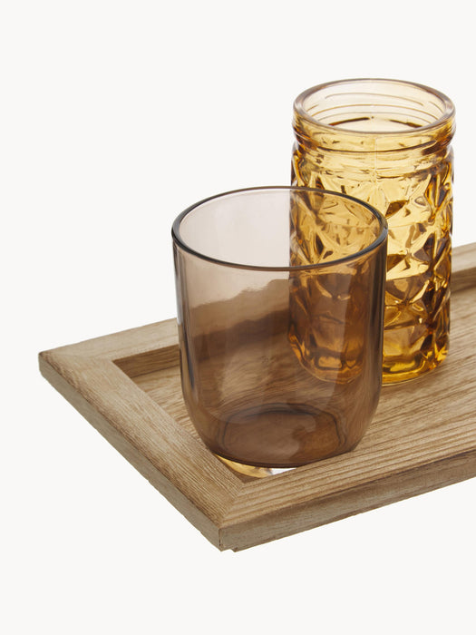 Glass Candle Holders Wessel with Wooden Tray