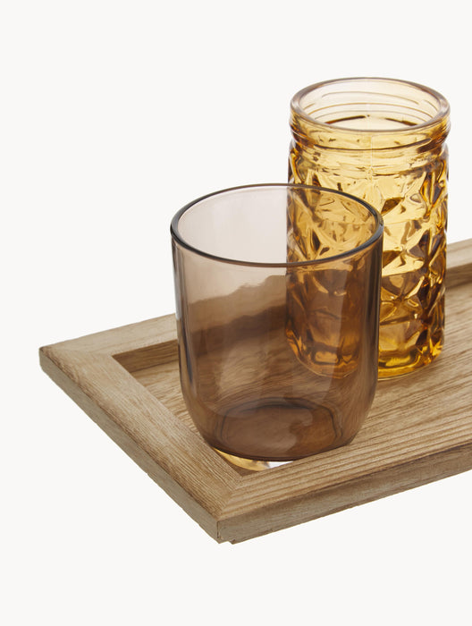 Glass Candle Holders Wessel with Wooden Tray