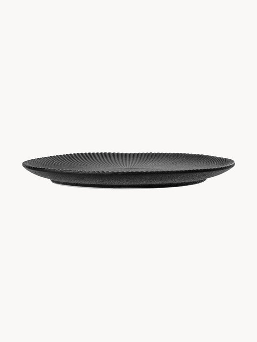 Grooved Breakfast Plates Neri, Set of 2