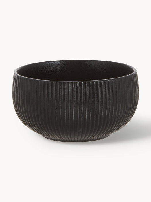 Grooved Matte Bowls Neri, Set of 2