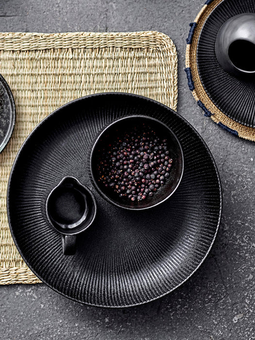 Grooved Matte Bowls Neri, Set of 2