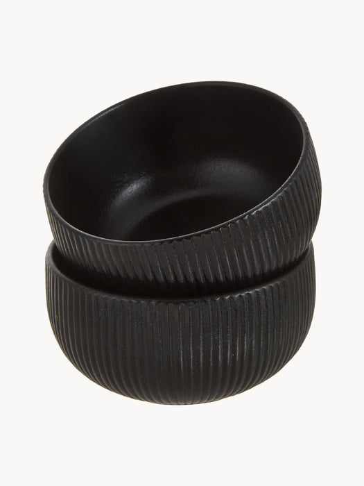 Grooved Matte Bowls Neri, Set of 2