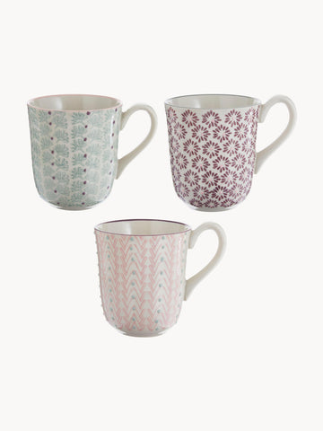 Mugs Maya with Small Pattern, Set of 3