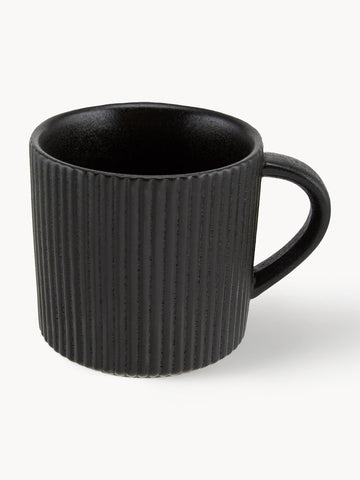 Grooved Mugs Neri, Set of 2