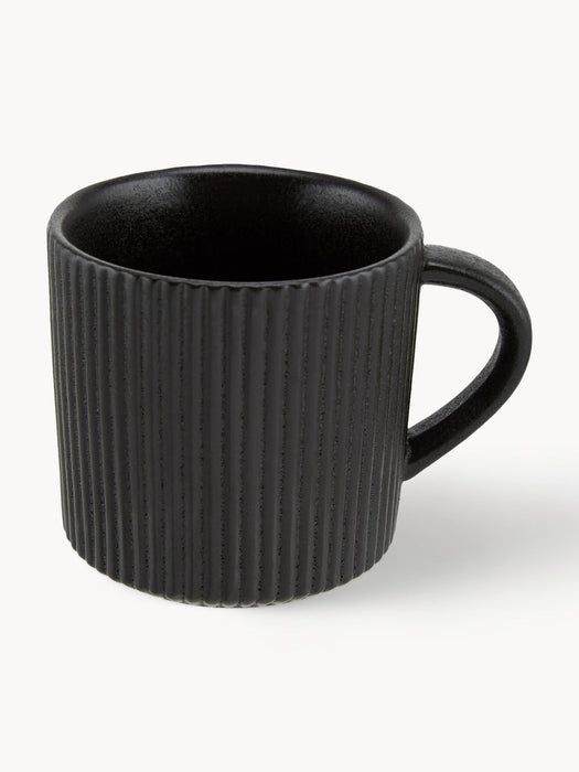 Grooved Mugs Neri, Set of 2