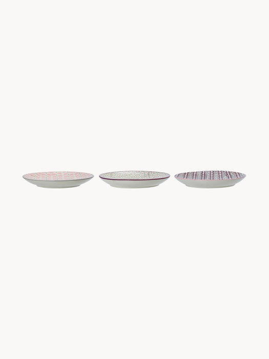 Handmade Breakfast Plates Maya with Playful Pattern, Set of 3