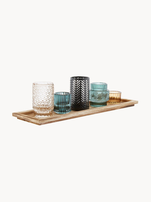 Candle Holders Elviena with Wooden Tray