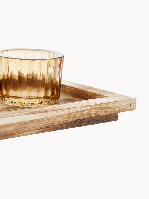 Candle Holders Elviena with Wooden Tray