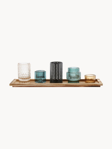 Candle Holders Elviena with Wooden Tray