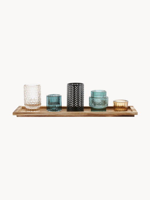 Candle Holders Elviena with Wooden Tray