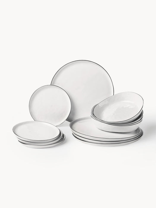 Handmade Porcelain Cutlery Set Salt 4 People Set of 12