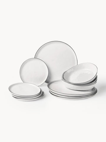 Handmade Porcelain Cutlery Set Salt, 4 People, Set of 12