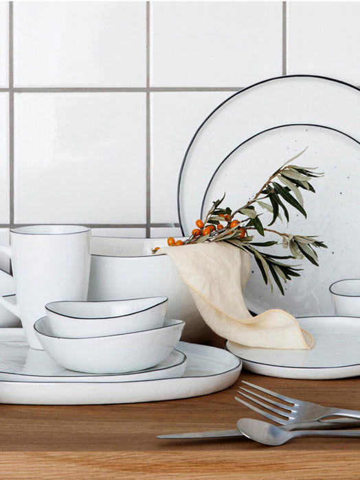 Handmade Porcelain Breakfast Set Salt 4 People Set of 16