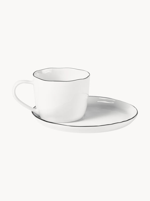 Handmade Porcelain Breakfast Set Salt 4 People Set of 16