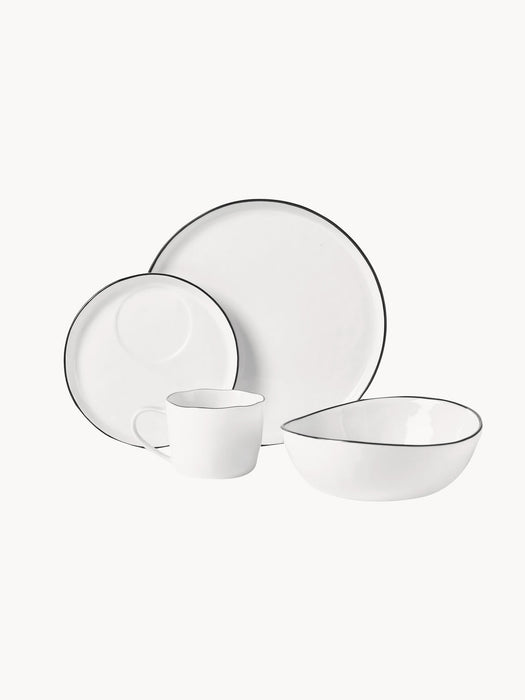 Handmade Porcelain Breakfast Set Salt, 4 People, Set of 16