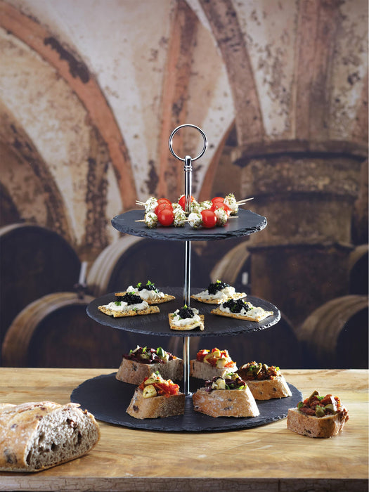 Tiered Serving Stand Cooper with Slate Plates