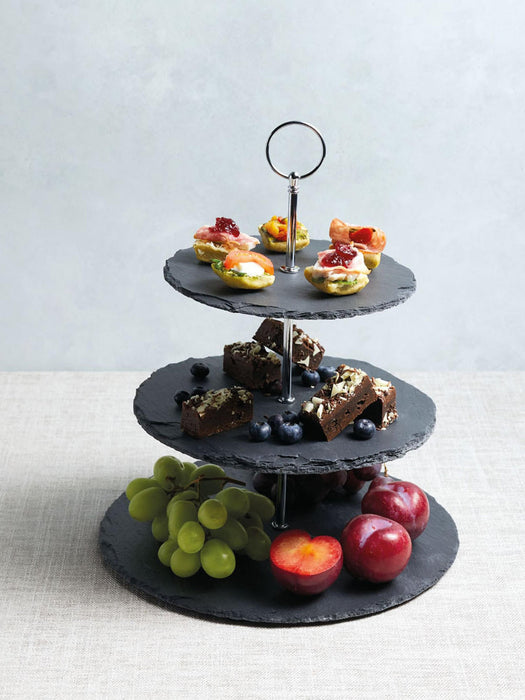 Tiered Serving Stand Cooper with Slate Plates