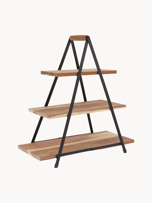 Tiered Serving Stand with Acacia Wood Plates