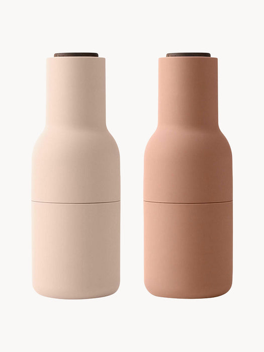 Salt and Pepper Mills Bottle Grinder with Walnut Wood Lids Set of 2