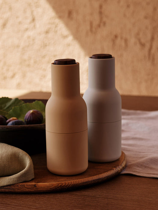 Salt and Pepper Mills Bottle Grinder with Walnut Wood Lids Set of 2