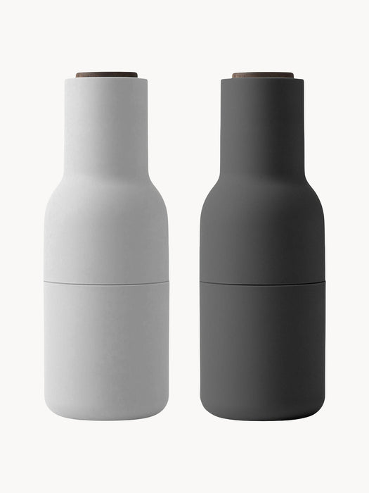 Salt and Pepper Mills Bottle Grinder with Walnut Wood Lids Set of 2