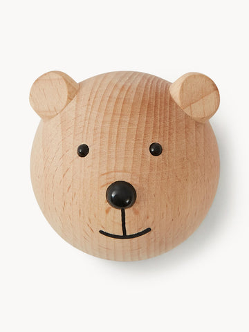 Kids Beech Wood Wall Hook Bear