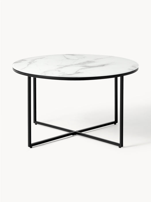 Round Coffee Table Antigua with Marble Effect Glass Top