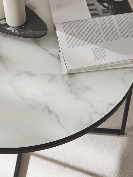 Round Coffee Table Antigua with Marble Effect Glass Top