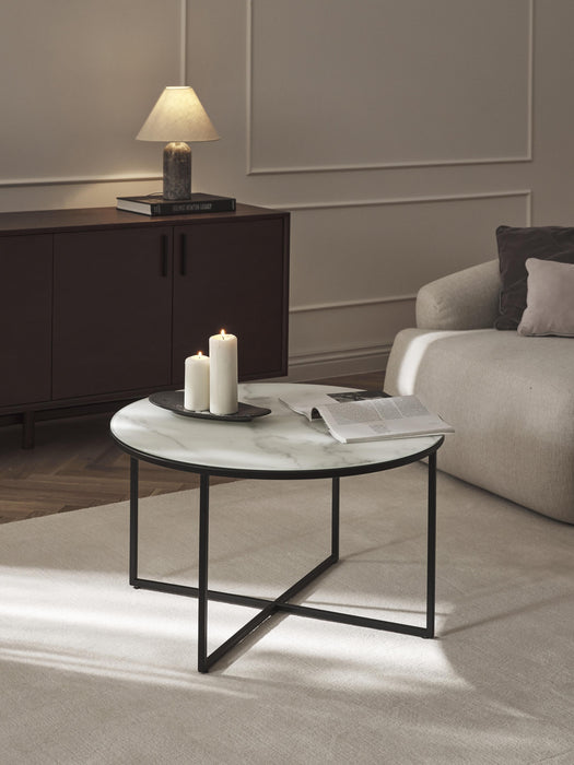 Round Coffee Table Antigua with Marble Effect Glass Top
