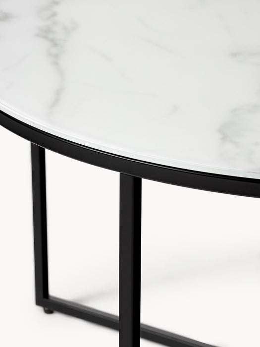 Round Coffee Table Antigua with Marble Effect Glass Top