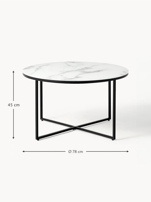 Round Coffee Table Antigua with Marble Effect Glass Top