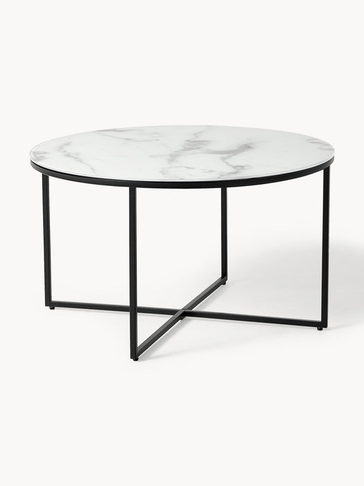 Round Coffee Table Antigua with Marble Effect Glass Top